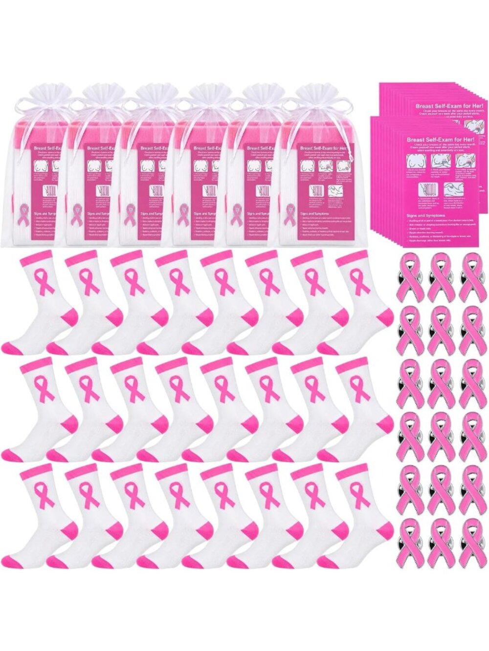 72 Pcs Breast Cancer Awareness Sock Pins - Supportive, Stylish Accessories